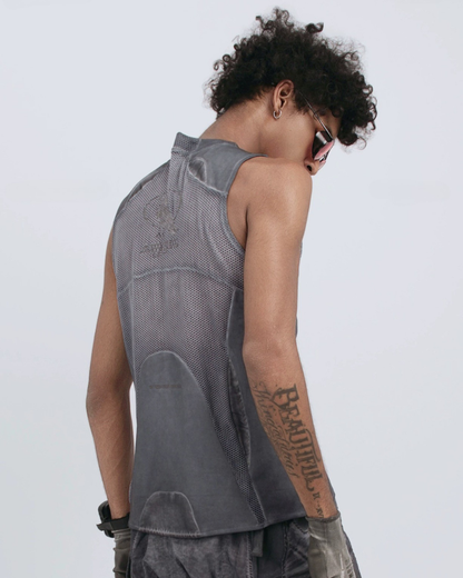 Steampunk-Inspired Wasteland Distressed Sleeveless T-Shirt