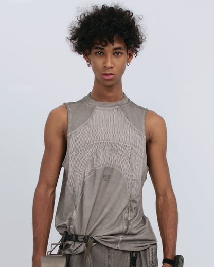Steampunk-Inspired Wasteland Distressed Sleeveless T-Shirt