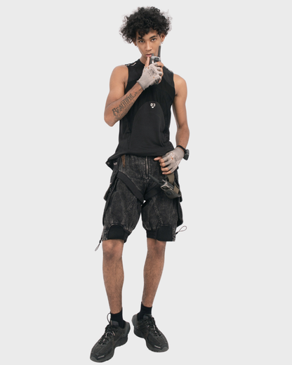 Steampunk-Inspired Wasteland Distressed Sleeveless T-Shirt