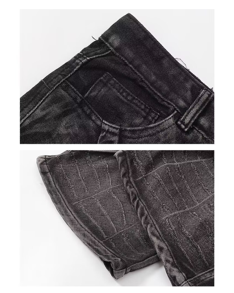 Street Black Raw Edge Y2K Baggy Jeans