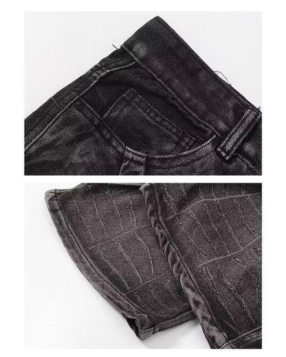 Street Black Raw Edge Y2K Baggy Jeans