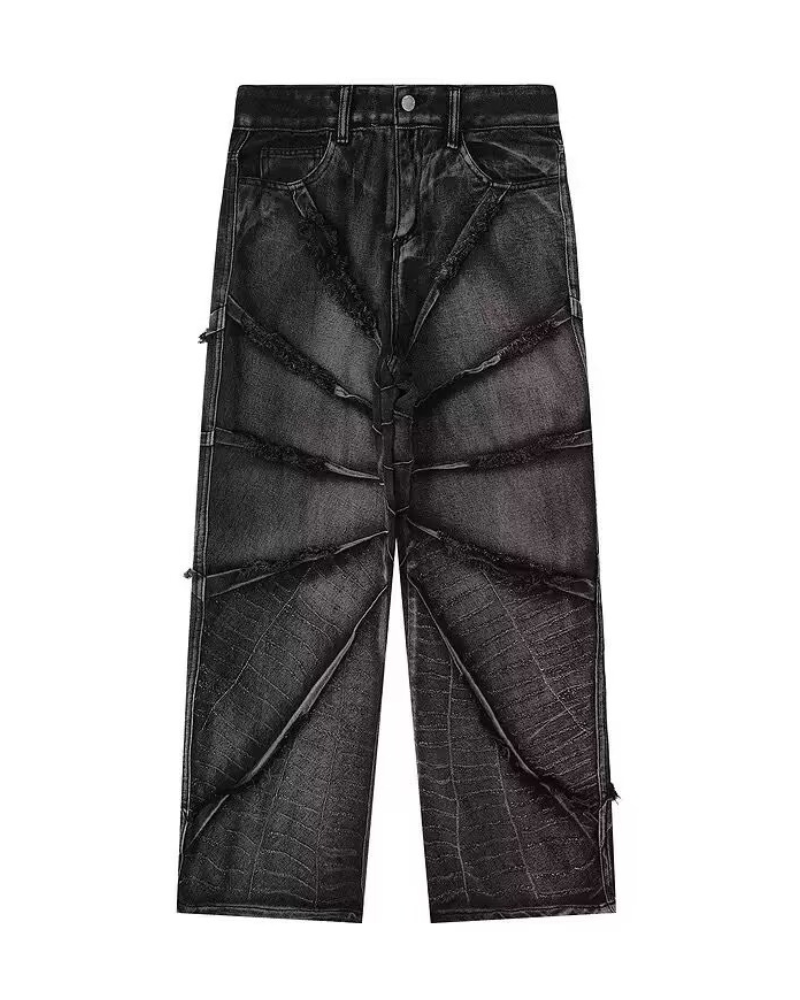 Street Black Raw Edge Y2K Baggy Jeans