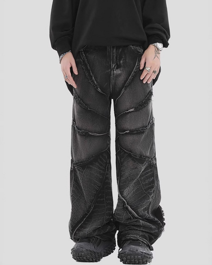 Street Black Raw Edge Y2K Baggy Jeans