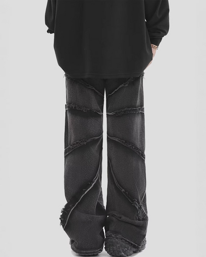 Street Black Raw Edge Y2K Baggy Jeans