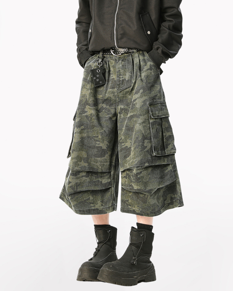 Street Denim-Look Cargo Shorts | Camo Baggy Jorts