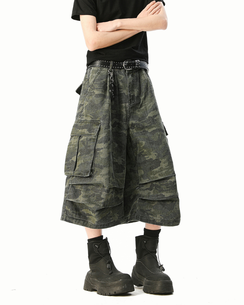 Street Denim-Look Cargo Shorts | Camo Baggy Jorts