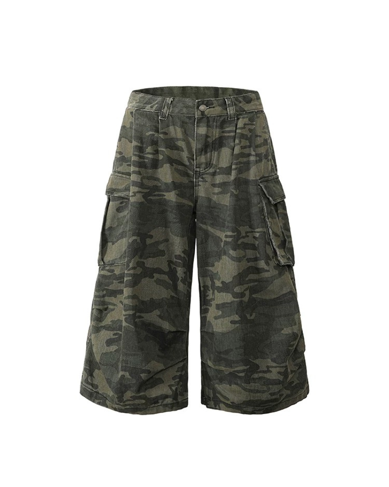 Street Denim-Look Cargo Shorts | Camo Baggy Jorts