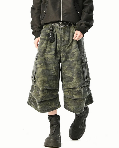 Street Denim-Look Cargo Shorts | Camo Baggy Jorts