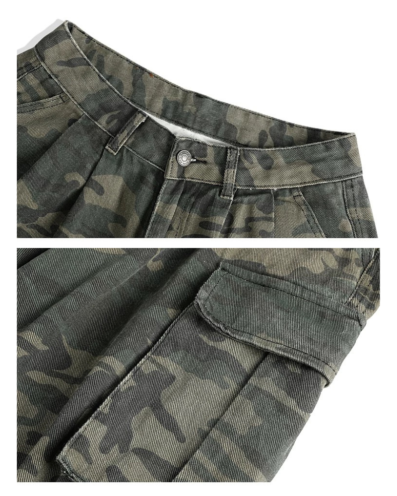 Street Denim-Look Cargo Shorts | Camo Baggy Jorts