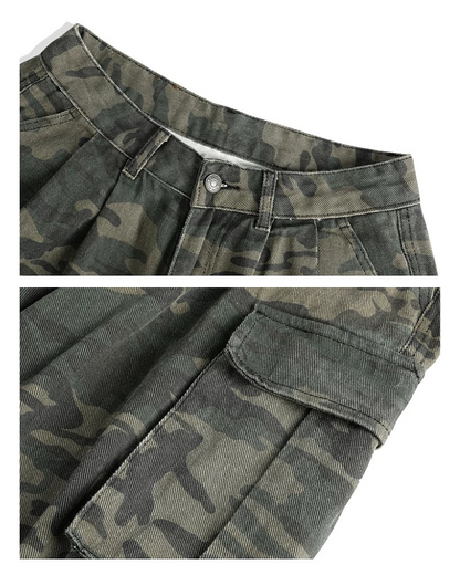 Street Denim-Look Cargo Shorts | Camo Baggy Jorts