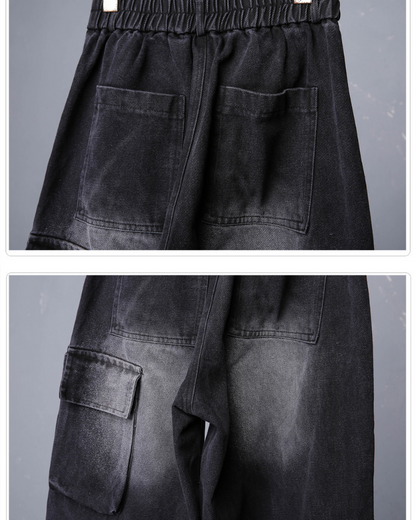 Street Heavy Multi-Ribbon Wide-Leg Jeans