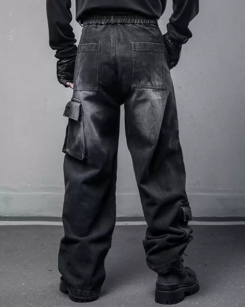 Street Heavy Multi-Ribbon Wide-Leg Jeans