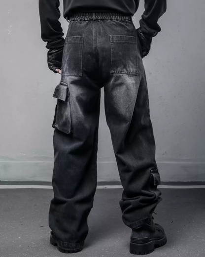 Street Heavy Multi-Ribbon Wide-Leg Jeans