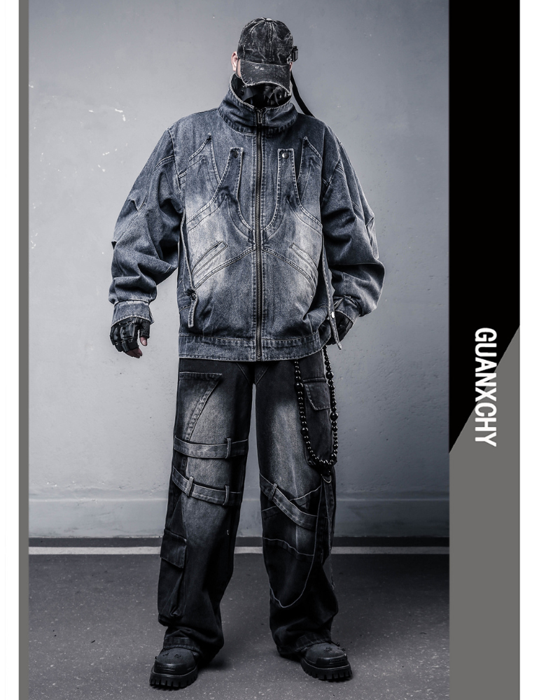 Street Heavy Multi-Ribbon Wide-Leg Jeans