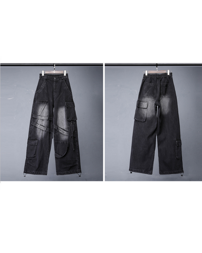 Street Heavy Multi-Ribbon Wide-Leg Jeans