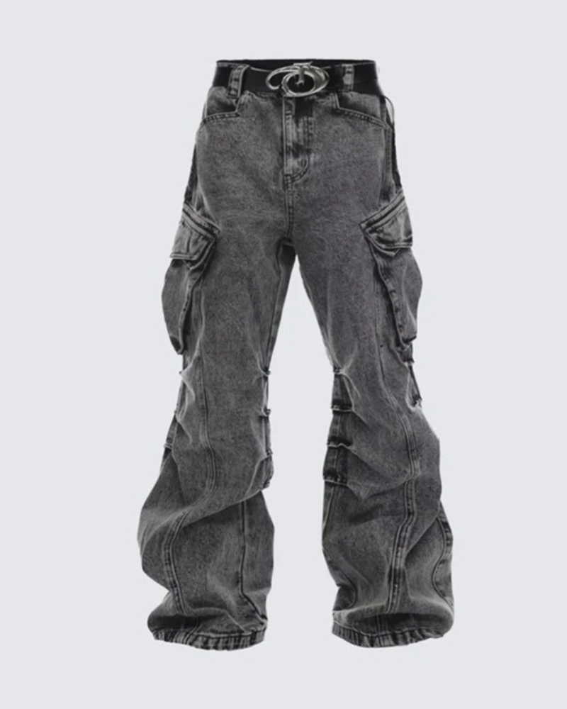 Street Opium Style Multi-Pocket Y2K Cargo Jeans