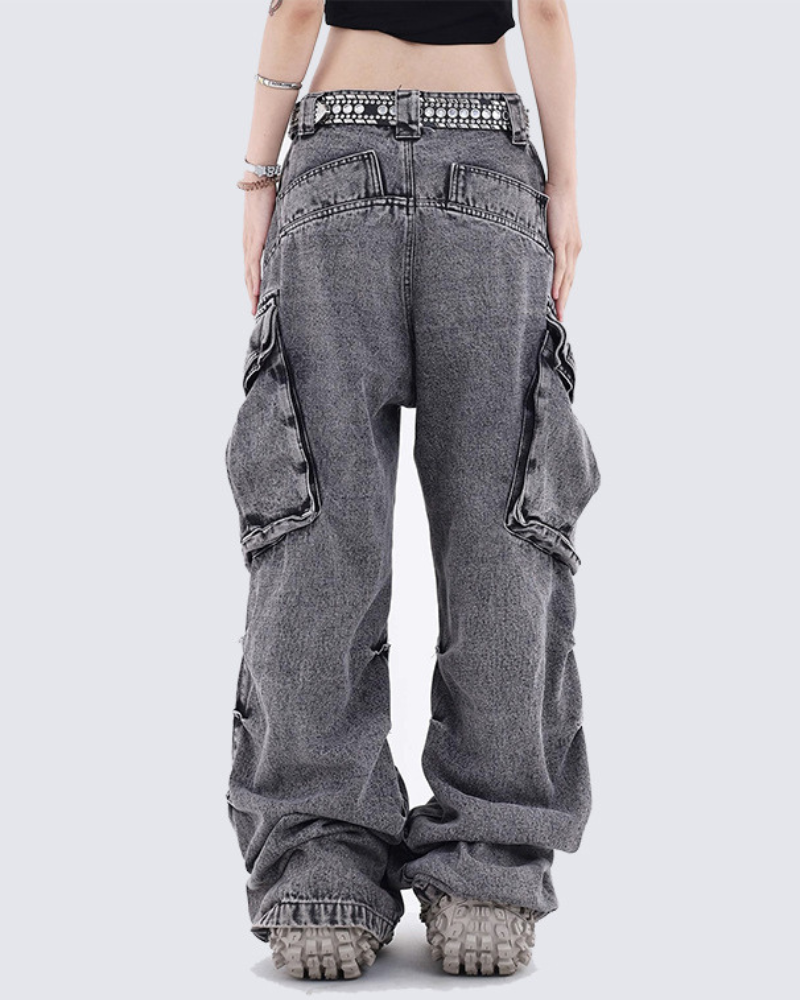 Street Opium Style Multi-Pocket Y2K Cargo Jeans