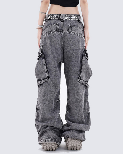 Street Opium Style Multi-Pocket Y2K Cargo Jeans