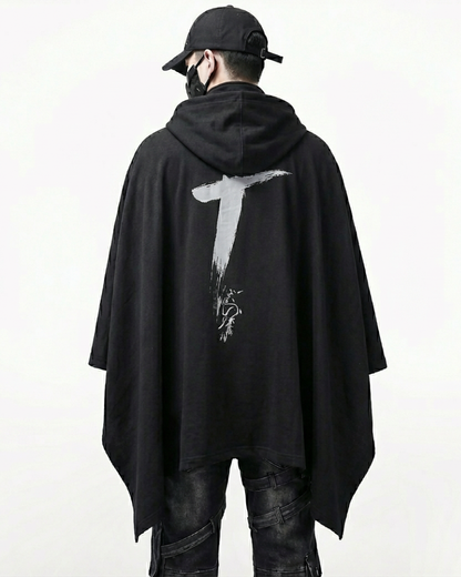 Street Oversized Hooded Batwing Cape Coat