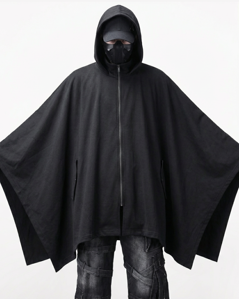 Street Oversized Hooded Batwing Cape Coat