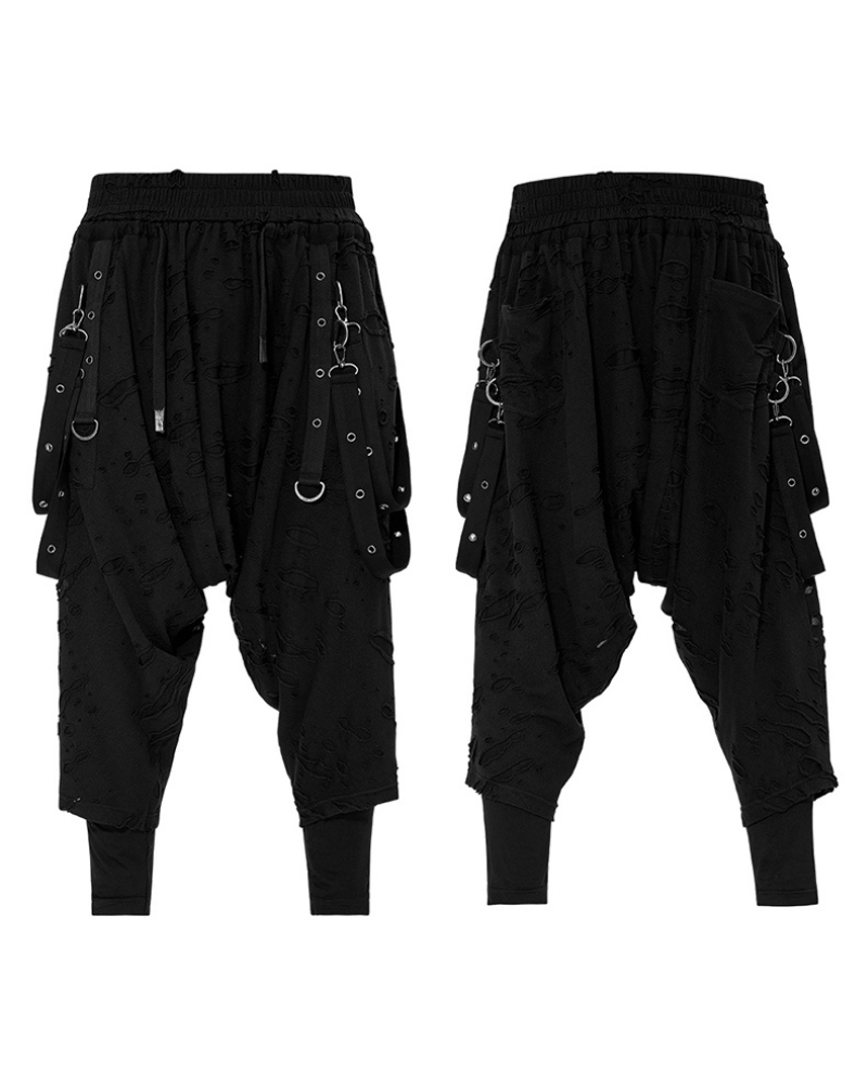 Street Punk Ripped Hakama Pants