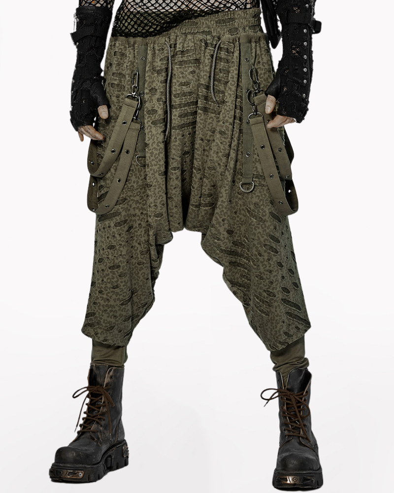 Street Punk Ripped Hakama Pants