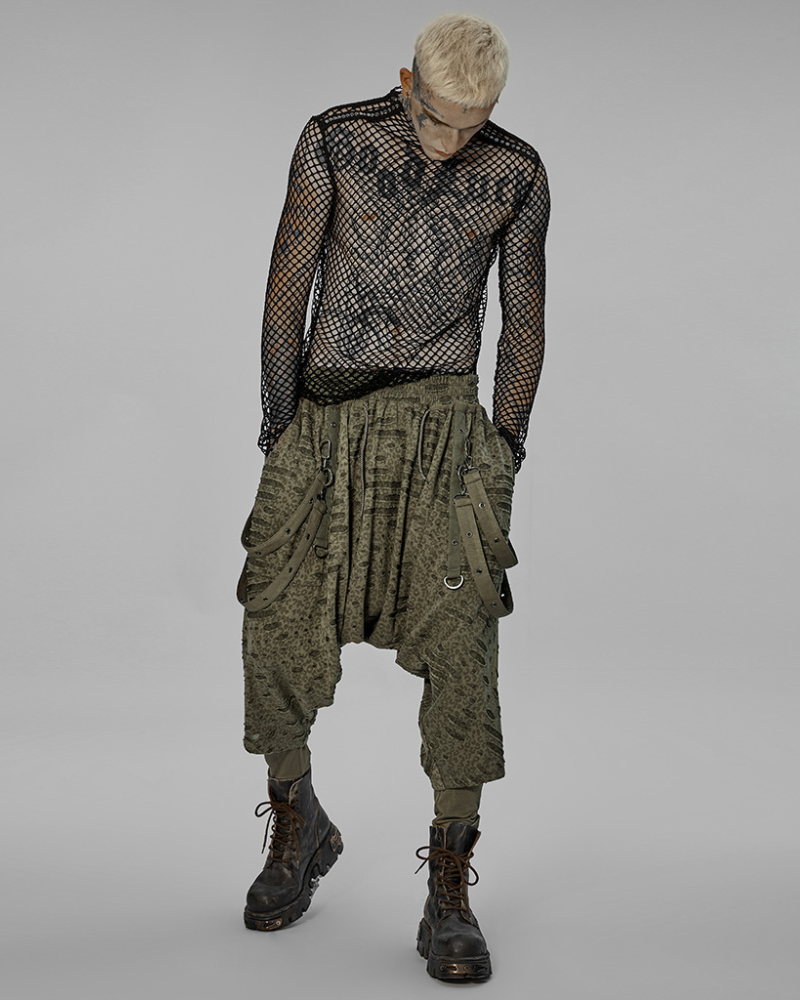 Street Punk Ripped Hakama Pants