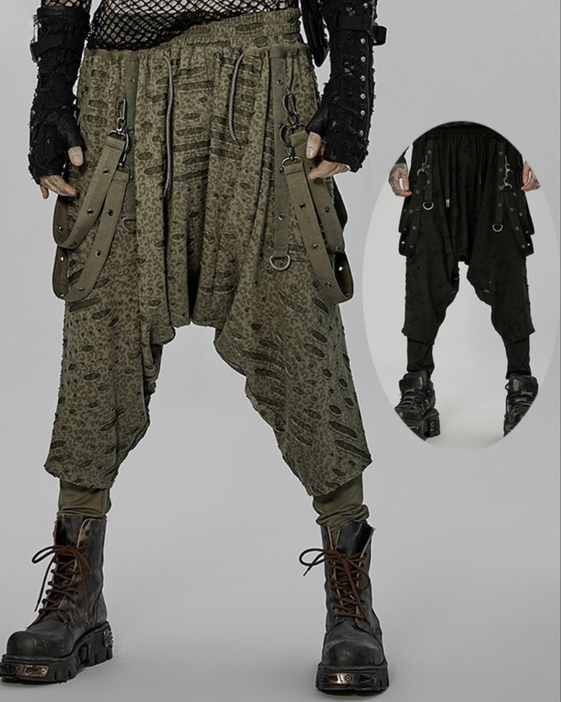 Street Punk Ripped Hakama Pants