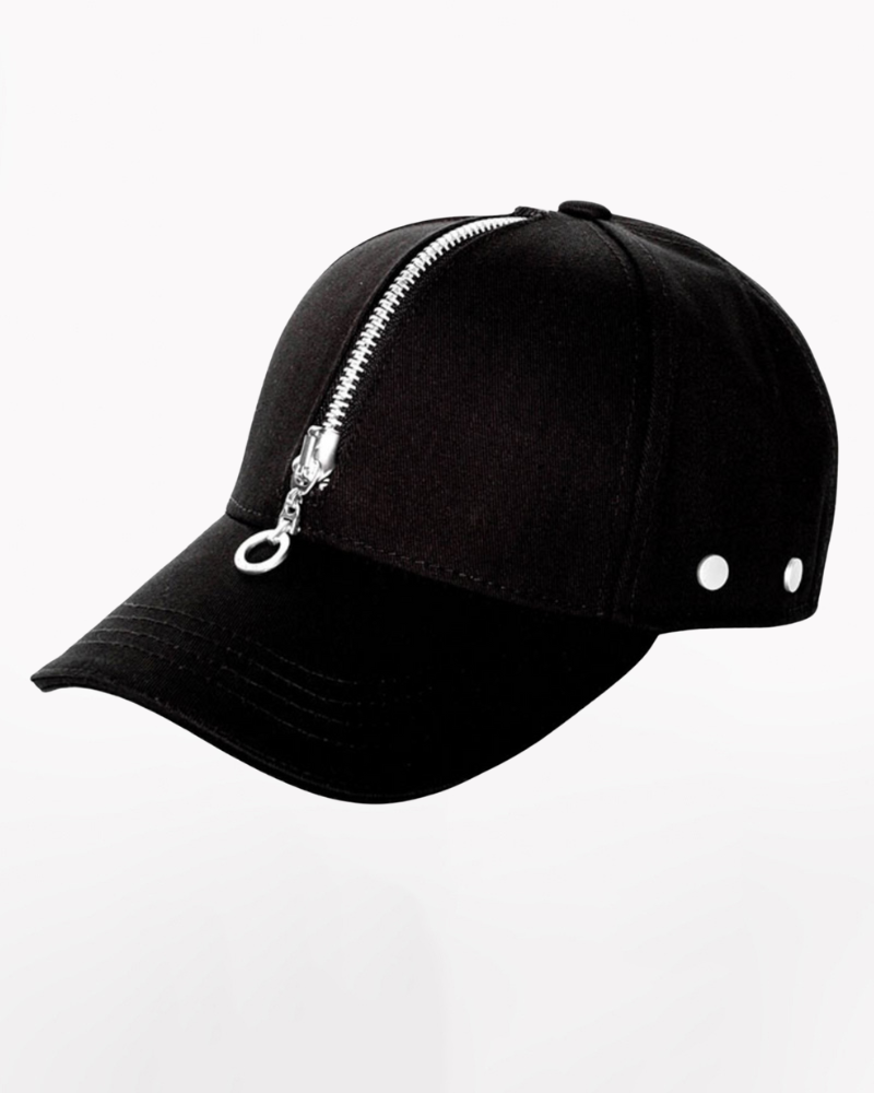 Street Punk Zipper Black Baseball Cap