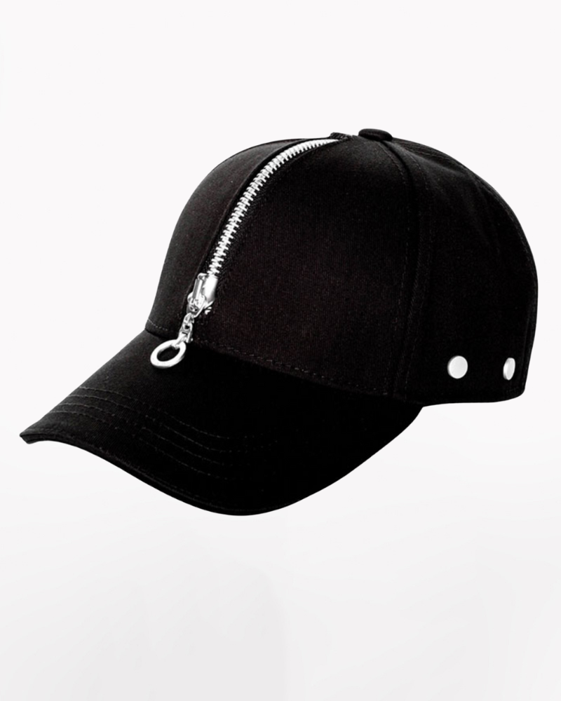 Cap Spring Zipper Street Punk Zipper Black Baseball Cap – Techwear Official