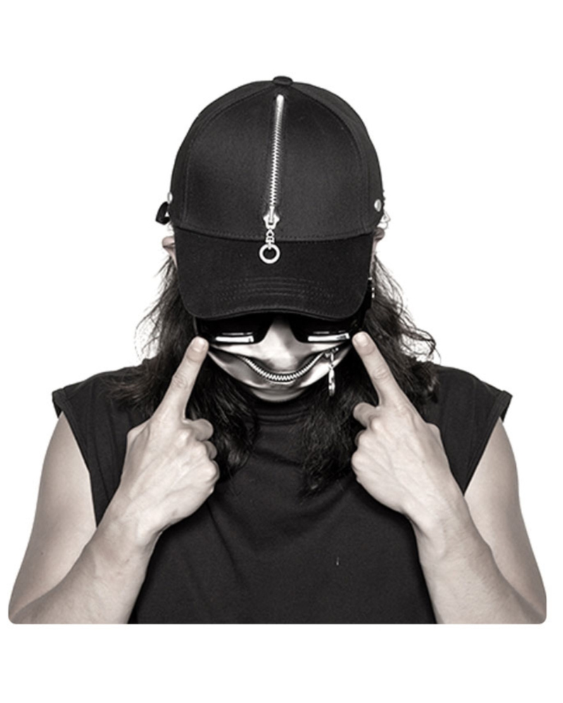 Street Punk Zipper Black Baseball Cap