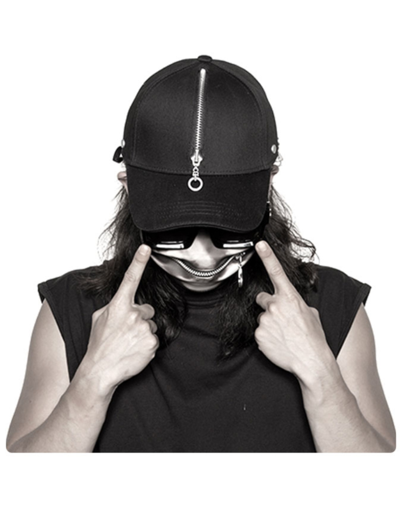 Street Punk Zipper Black Baseball Cap – Techwear Official