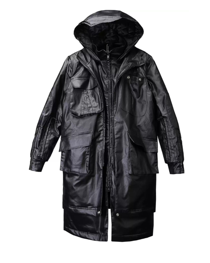 Street Shadowed Vintage Faux-Layer Tech Parka Jacket