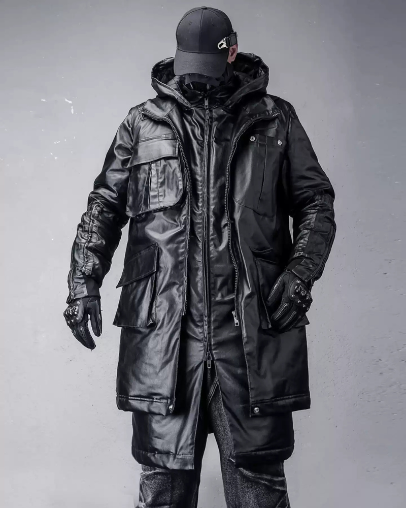 Street Shadowed Vintage Faux-Layer Tech Parka Jacket