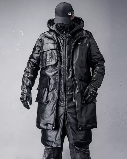 Street Shadowed Vintage Faux-Layer Tech Parka Jacket