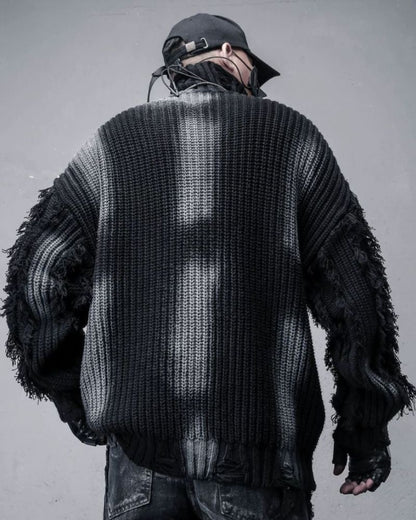 Street-Style Fringe Colorblock Turtleneck Sweater