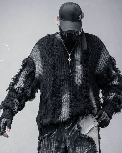 Street-Style Fringe Colorblock Turtleneck Sweater