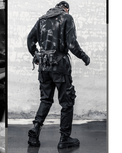 Street-Style Washed Tie-Dye Distressed Sweater