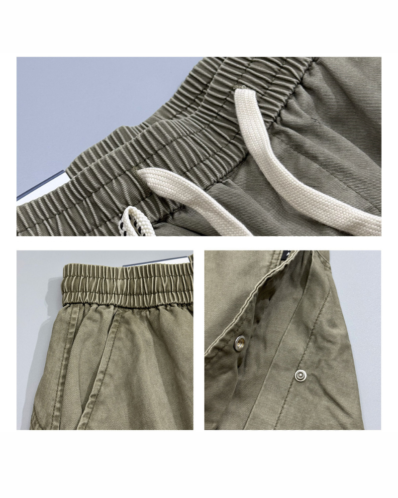 Street-Style Washed Distressed Cargo Shorts