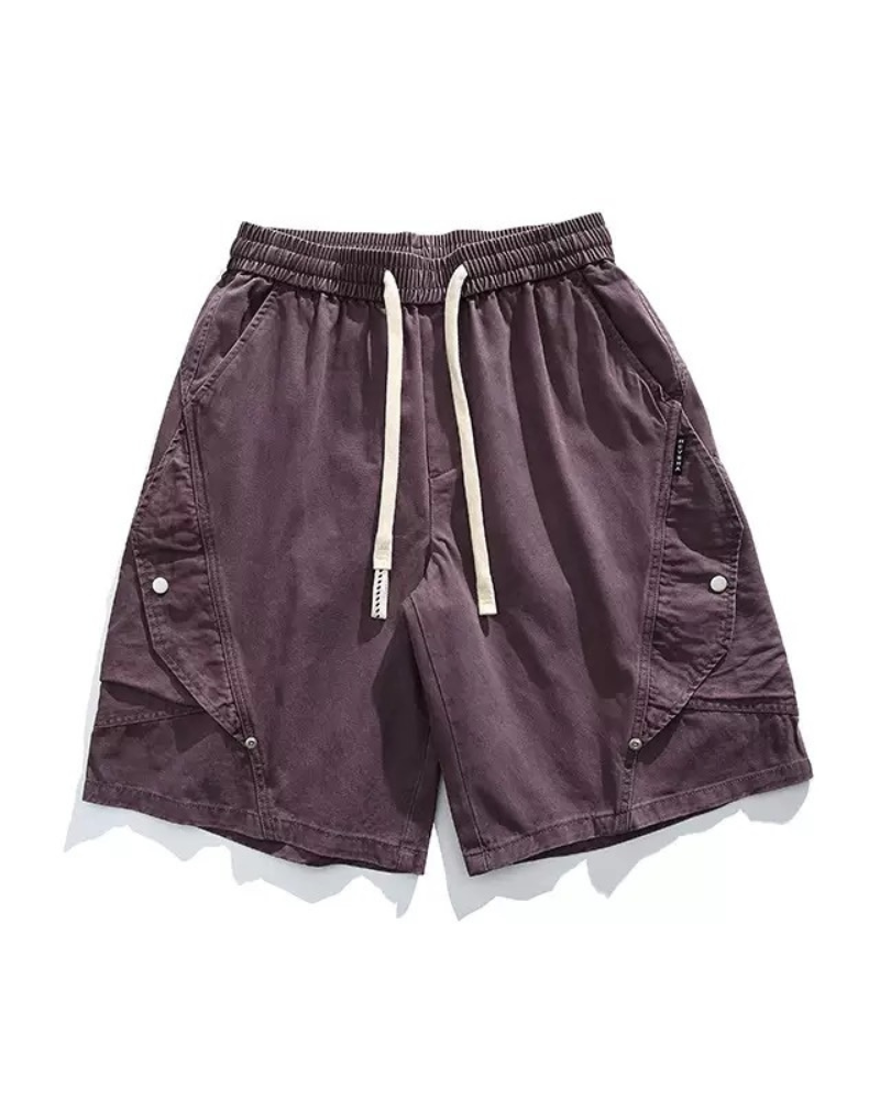 Street-Style Washed Distressed Cargo Shorts