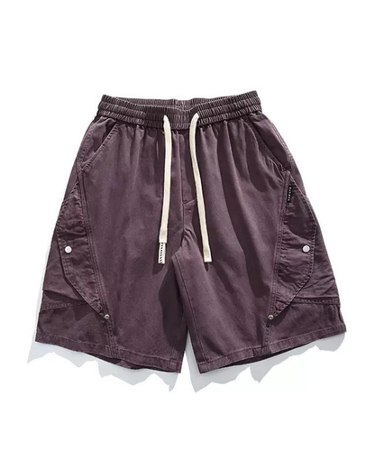 Street-Style Washed Distressed Cargo Shorts
