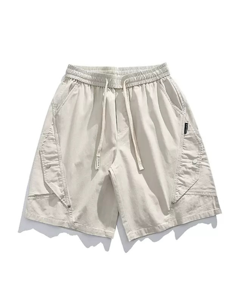 Street-Style Washed Distressed Cargo Shorts
