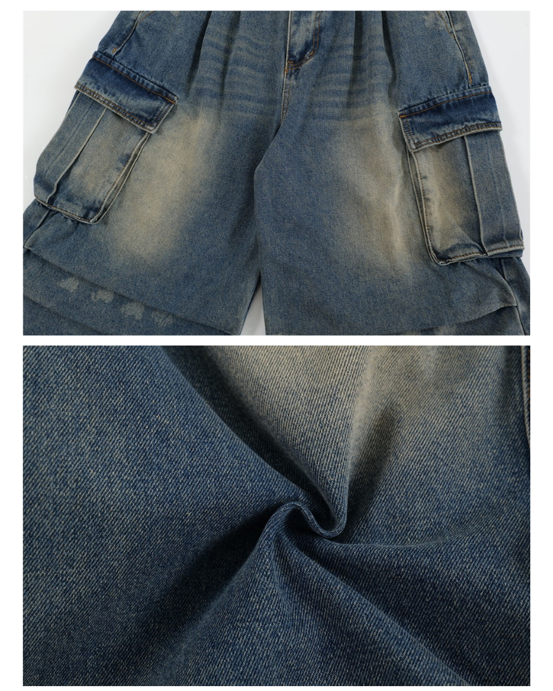 Street Unisex Crinkle Cargo Baggy Jorts