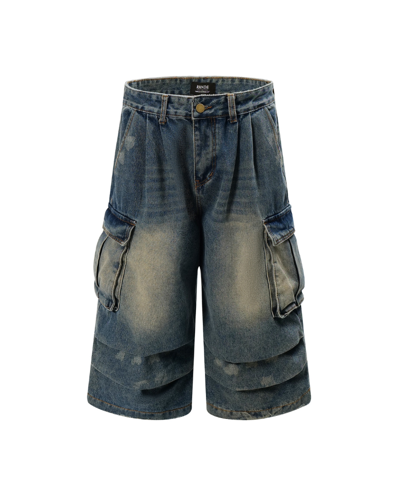 Street Unisex Crinkle Cargo Baggy Jorts