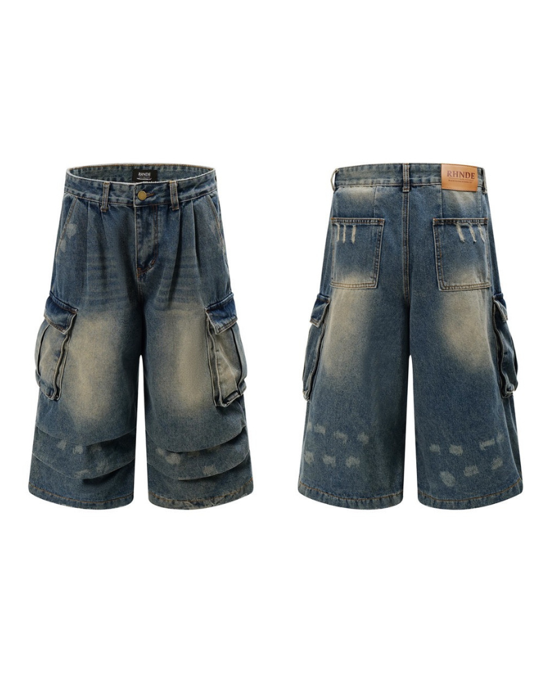 Street Unisex Crinkle Cargo Baggy Jorts