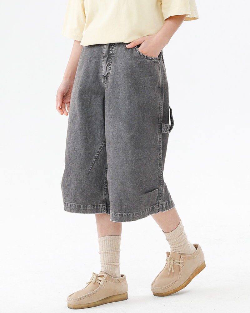 Street Unisex Denim-Look Shorts | Baggy Jorts