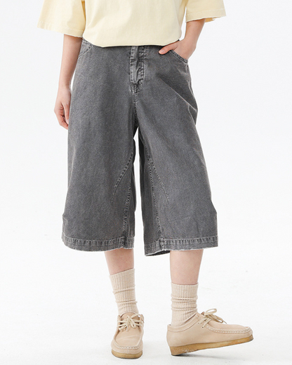 Street Unisex Denim-Look Shorts | Baggy Jorts