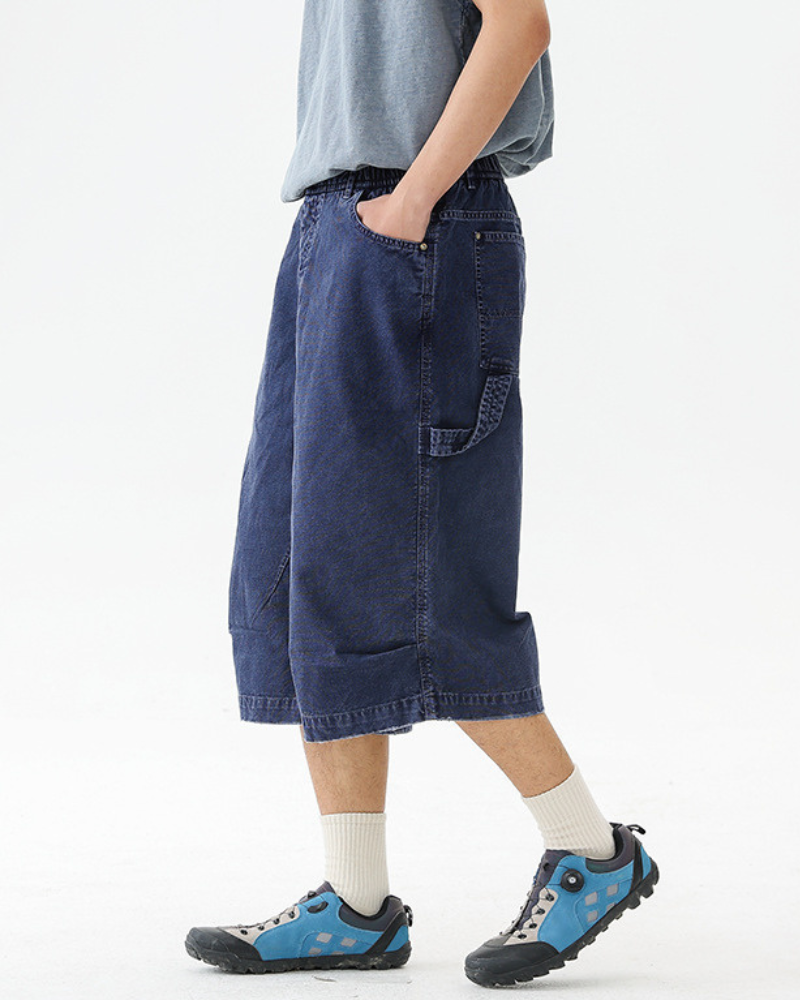 Street Unisex Denim-Look Shorts | Baggy Jorts