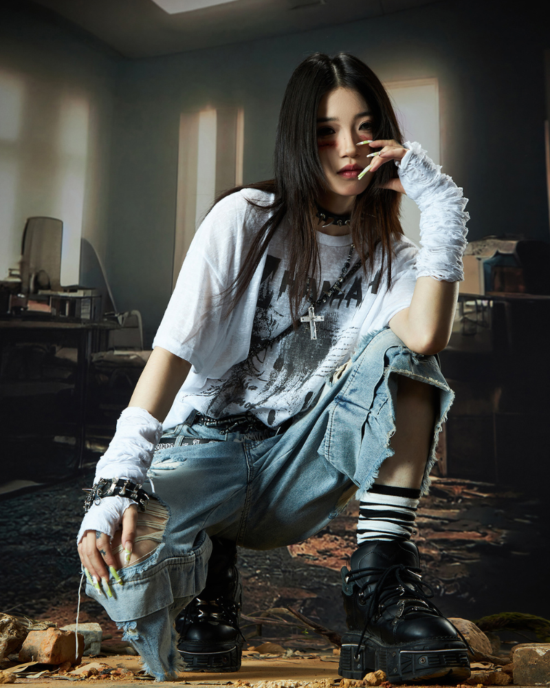 Street Unisex Double Waist Ripped Baggy Jorts