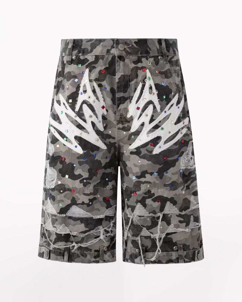 Street Vintage Camo Cargo Baggy Jorts